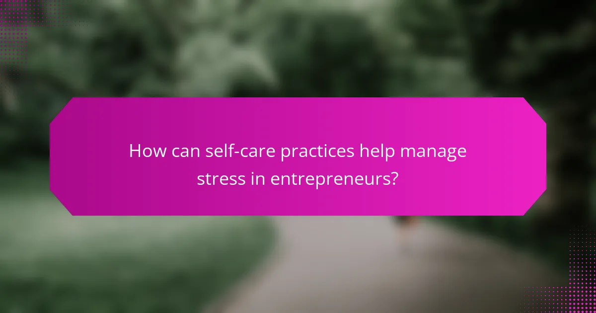 How can self-care practices help manage stress in entrepreneurs?