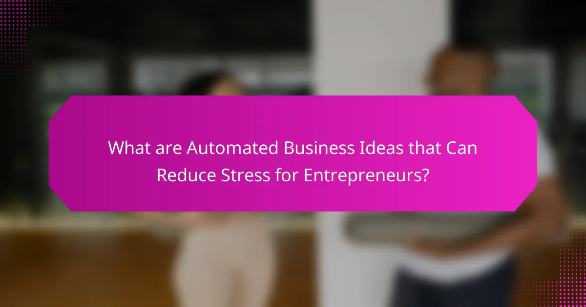 What are Automated Business Ideas that Can Reduce Stress for Entrepreneurs?