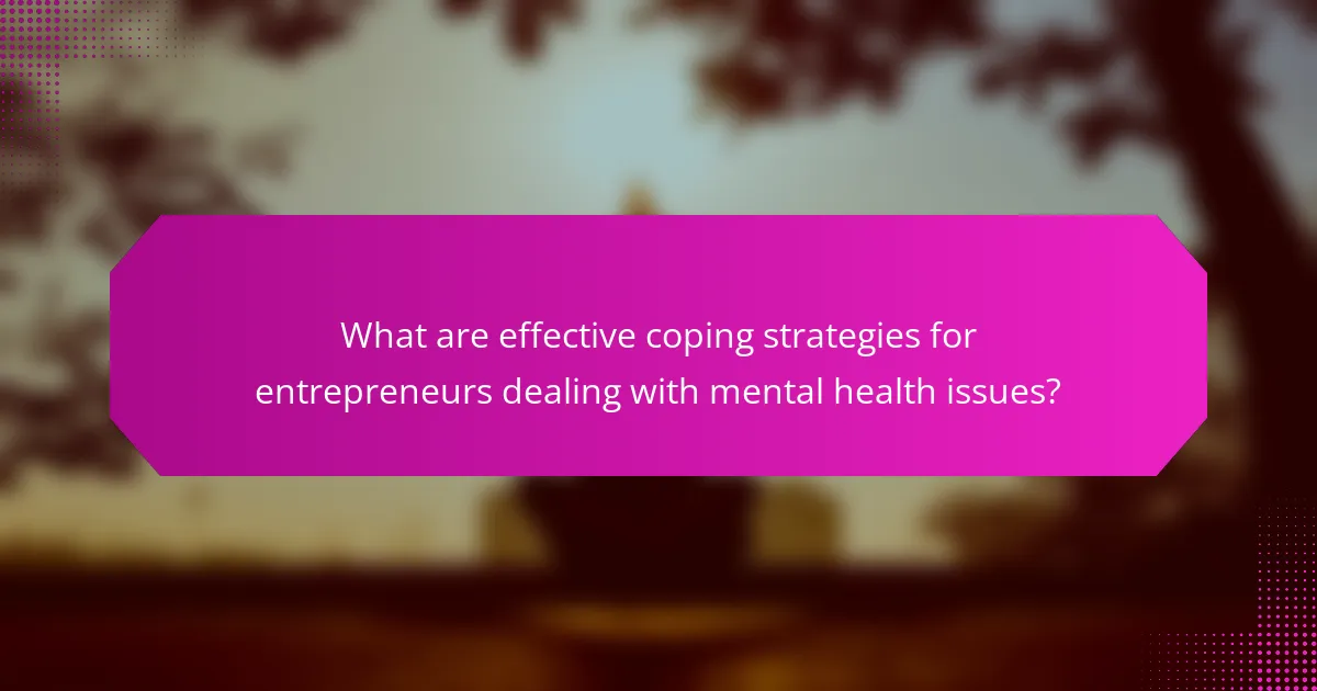 What are effective coping strategies for entrepreneurs dealing with mental health issues?