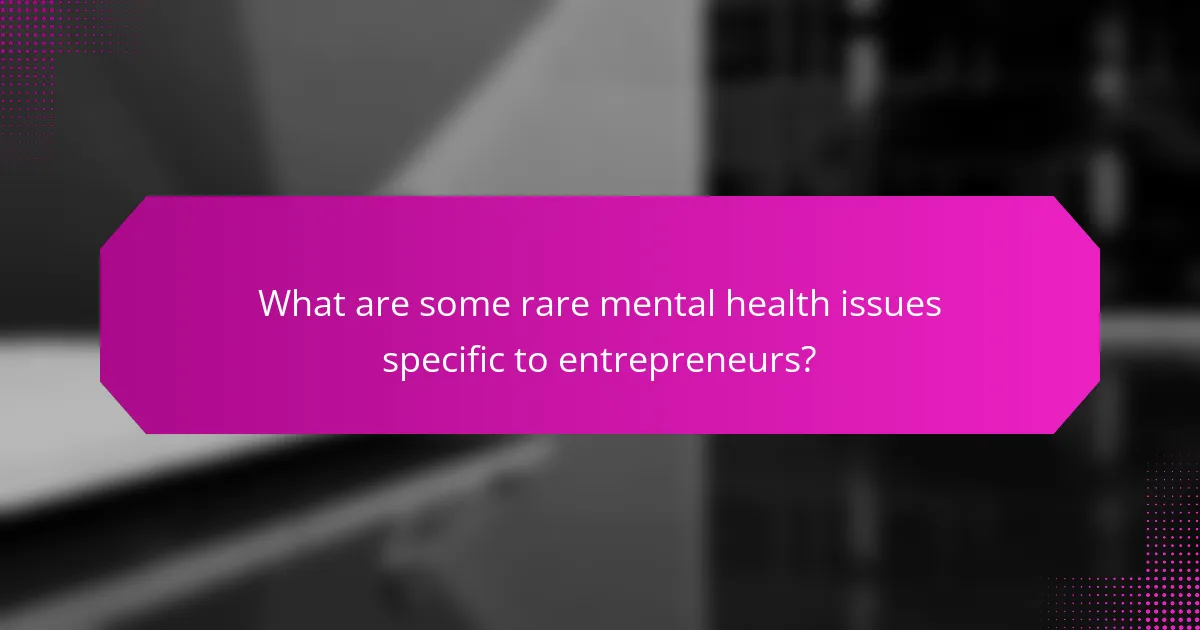 What are some rare mental health issues specific to entrepreneurs?