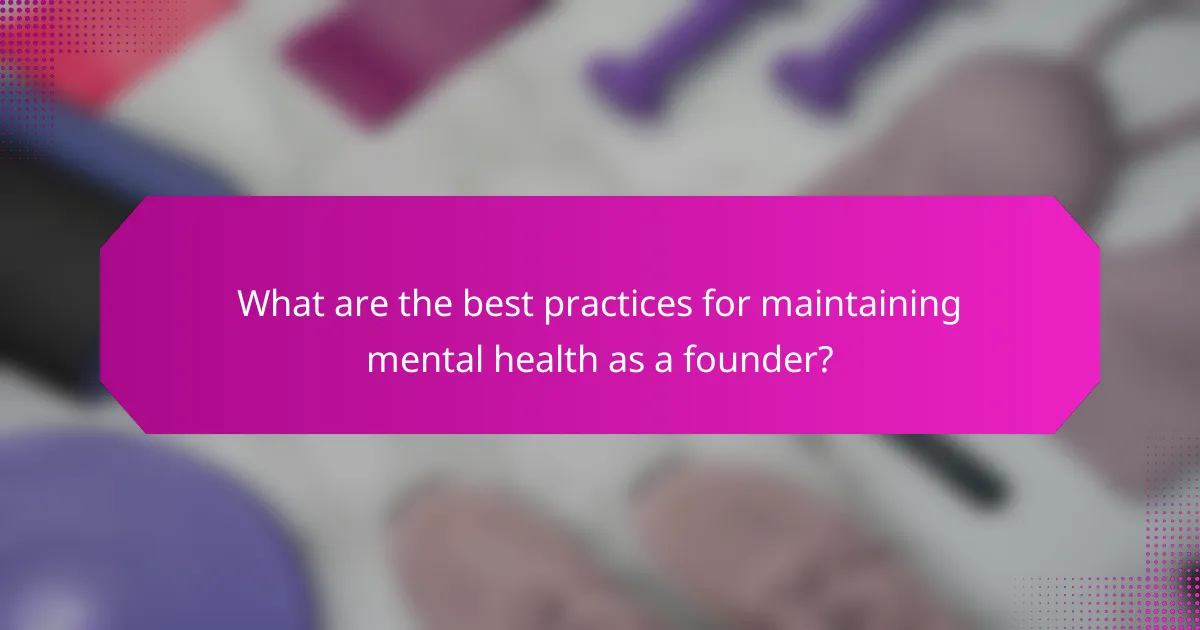 What are the best practices for maintaining mental health as a founder?
