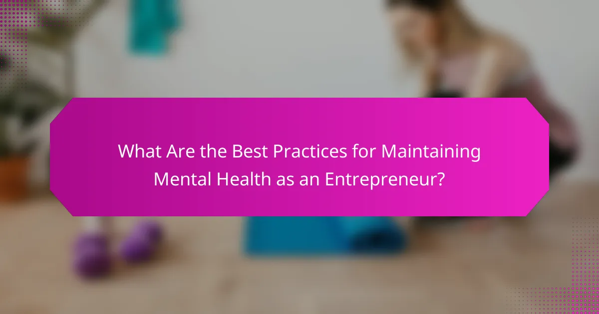 What are the best practices for maintaining mental health as an entrepreneur?