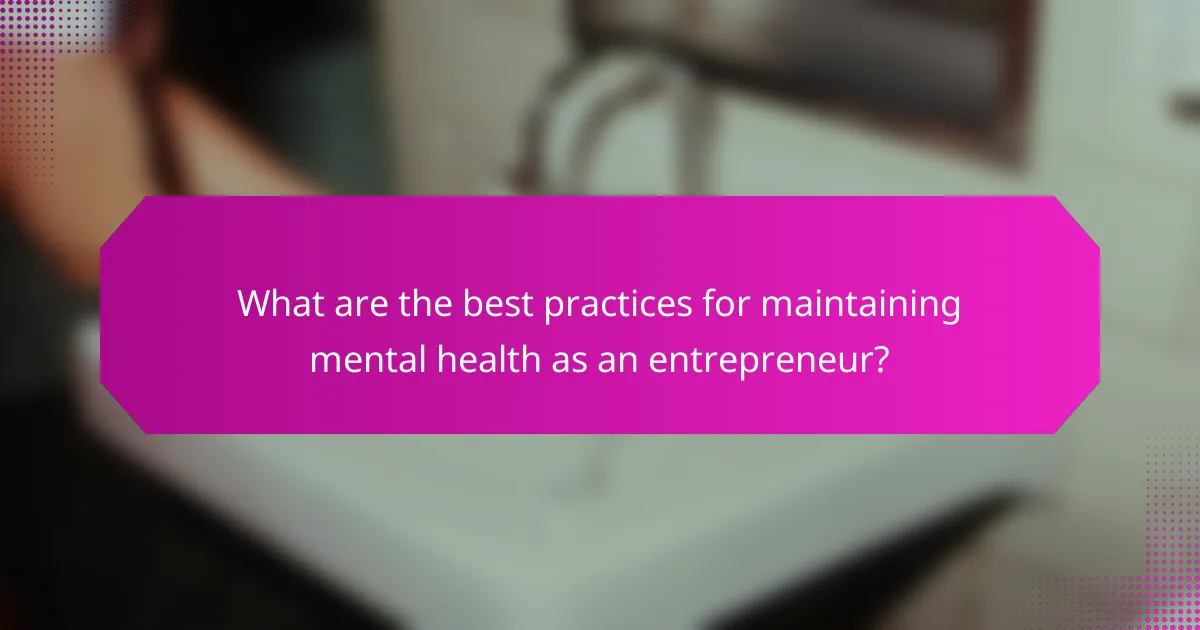 What are the best practices for maintaining mental health as an entrepreneur?