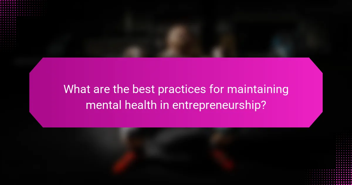 What are the best practices for maintaining mental health in entrepreneurship?