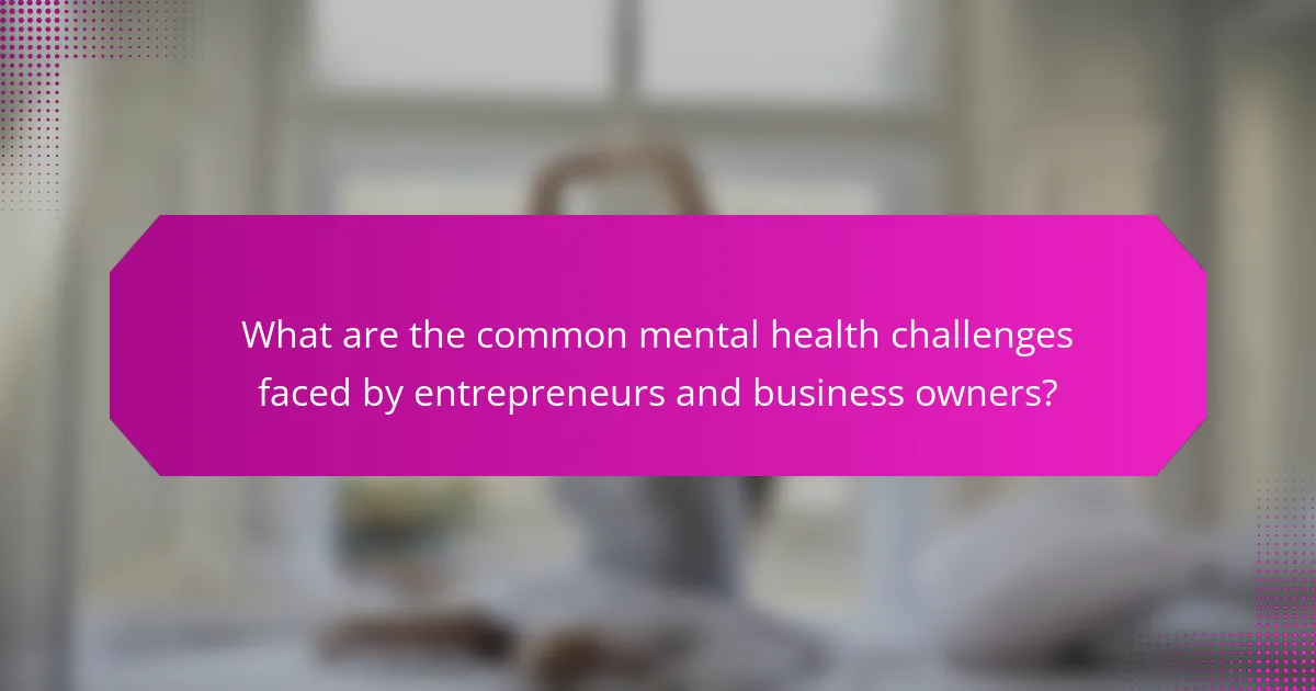 What are the common mental health challenges faced by entrepreneurs and business owners?