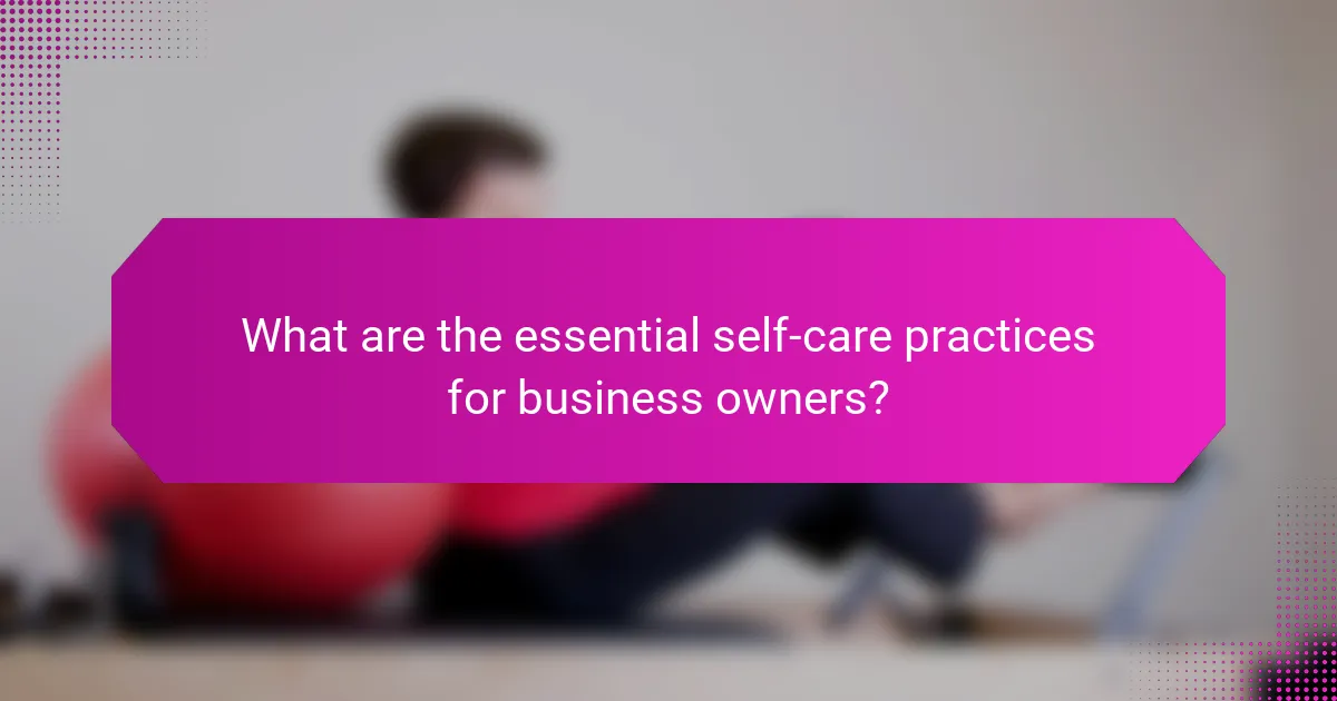 What are the essential self-care practices for business owners?