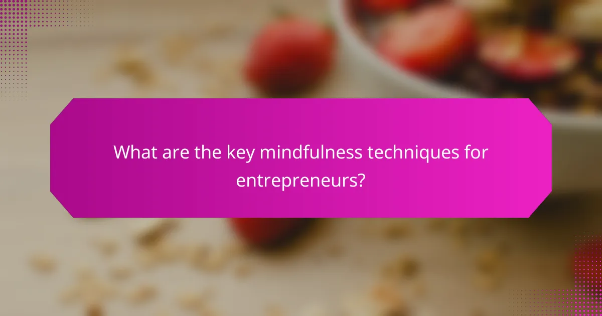 What are the key mindfulness techniques for entrepreneurs?