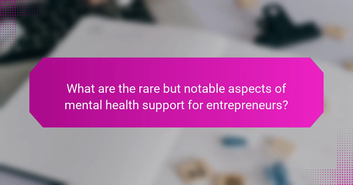 What are the rare but notable aspects of mental health support for entrepreneurs?