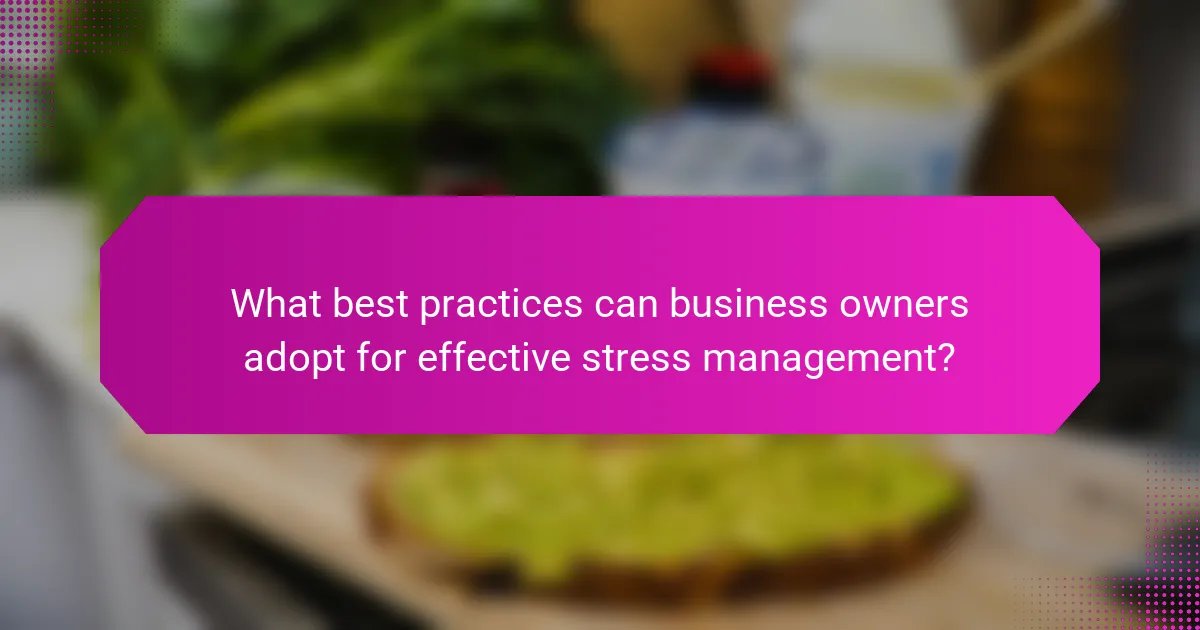 What best practices can business owners adopt for effective stress management?