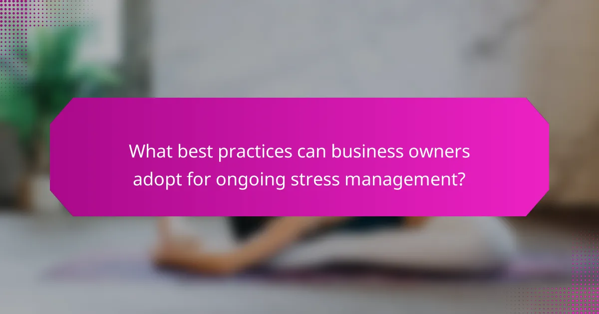 What best practices can business owners adopt for ongoing stress management?