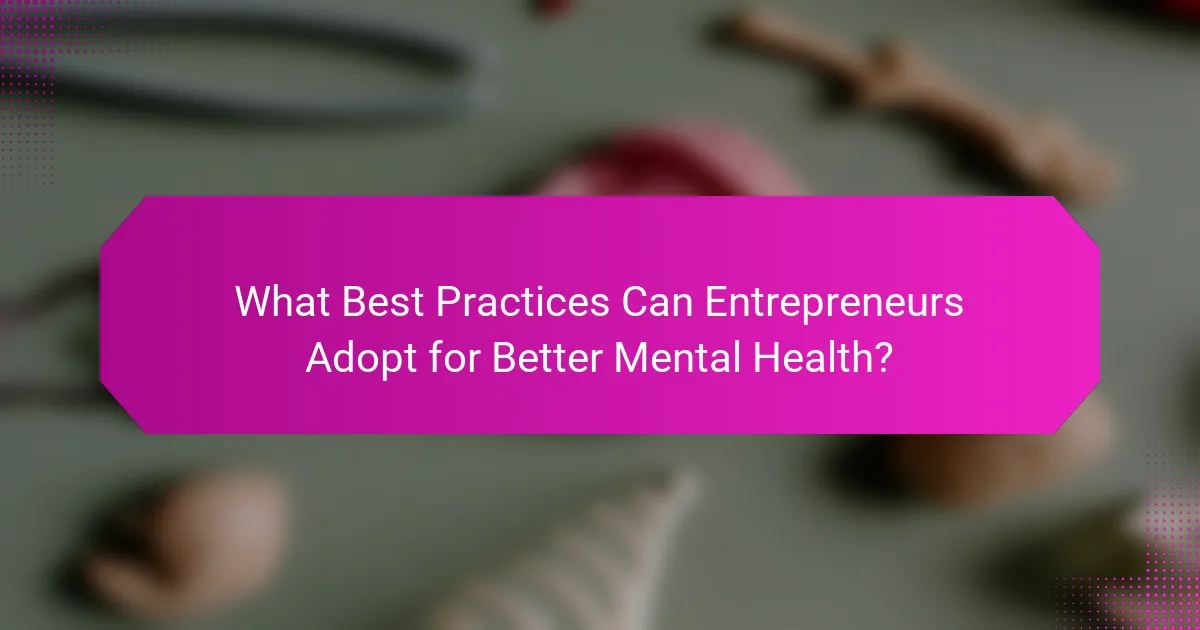 What Best Practices Can Entrepreneurs Adopt for Better Mental Health?