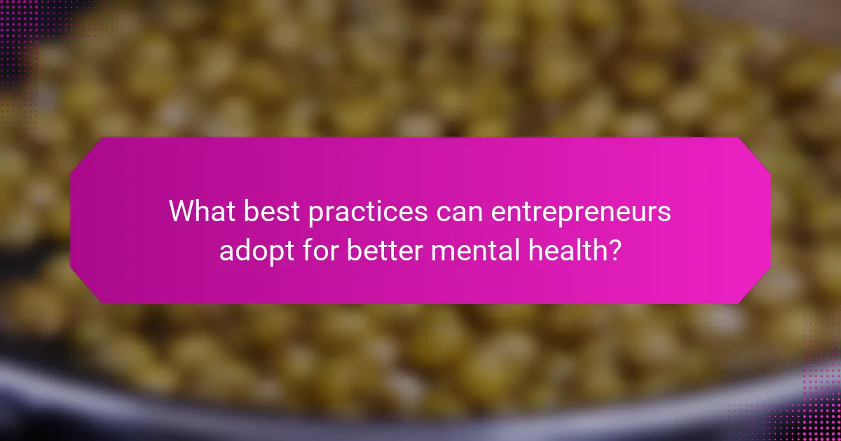 What best practices can entrepreneurs adopt for better mental health?