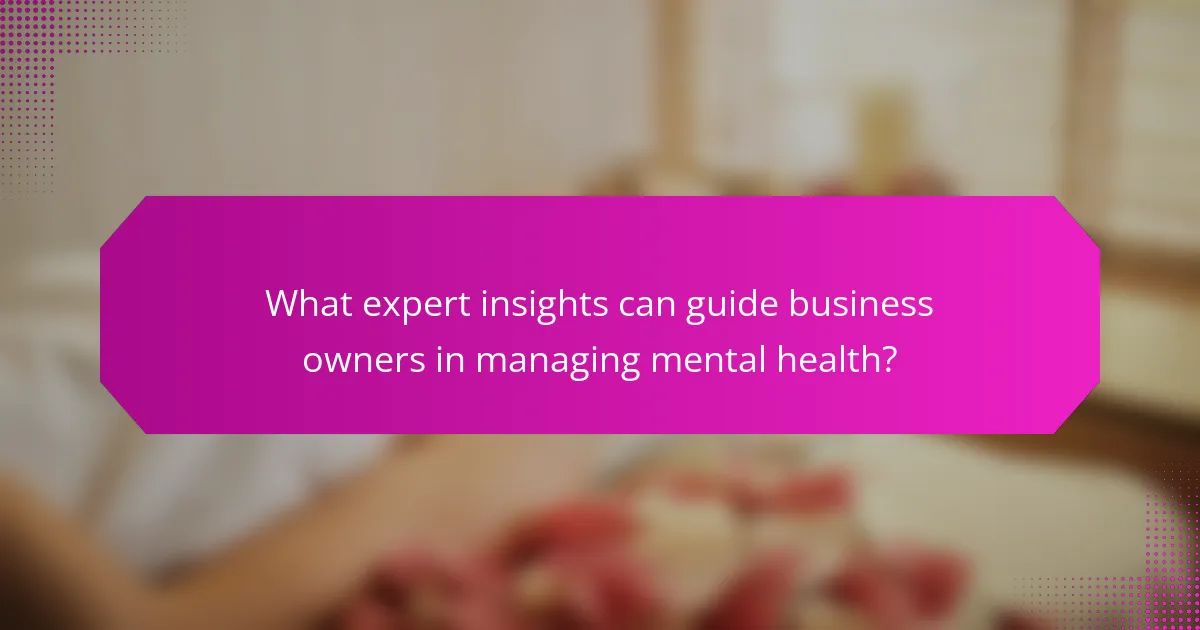 What expert insights can guide business owners in managing mental health?