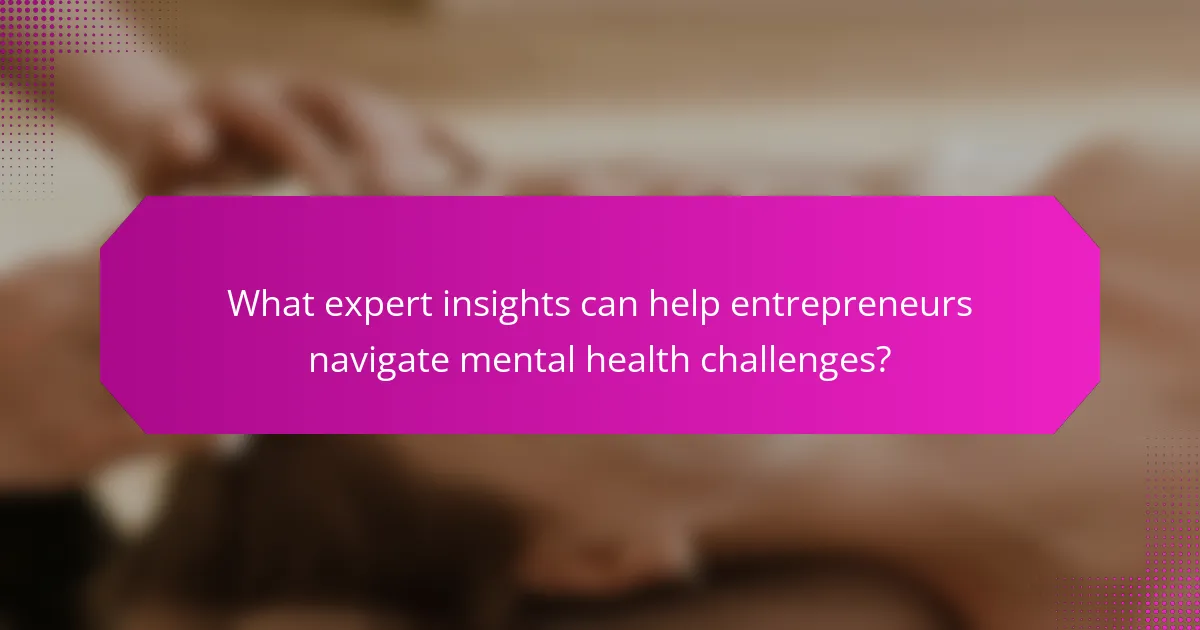 What expert insights can help entrepreneurs navigate mental health challenges?