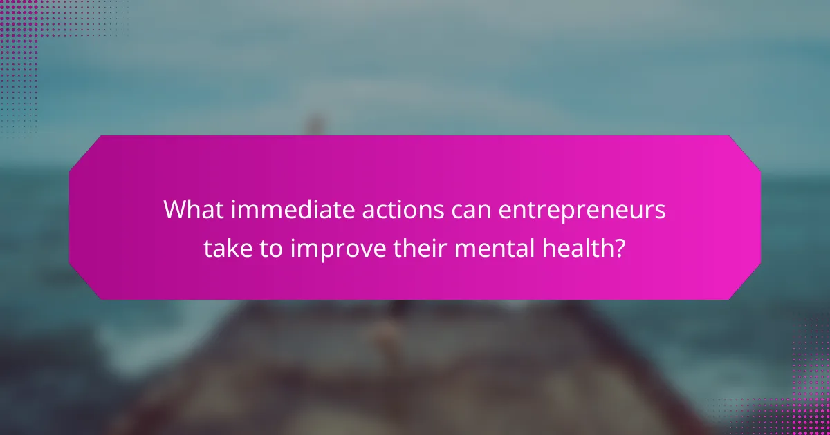 What immediate actions can entrepreneurs take to improve their mental health?