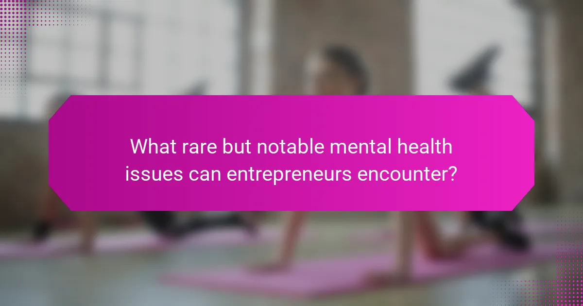 What rare but notable mental health issues can entrepreneurs encounter?
