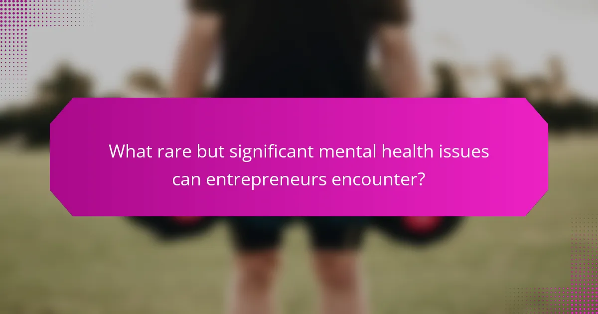 What rare but significant mental health issues can entrepreneurs encounter?