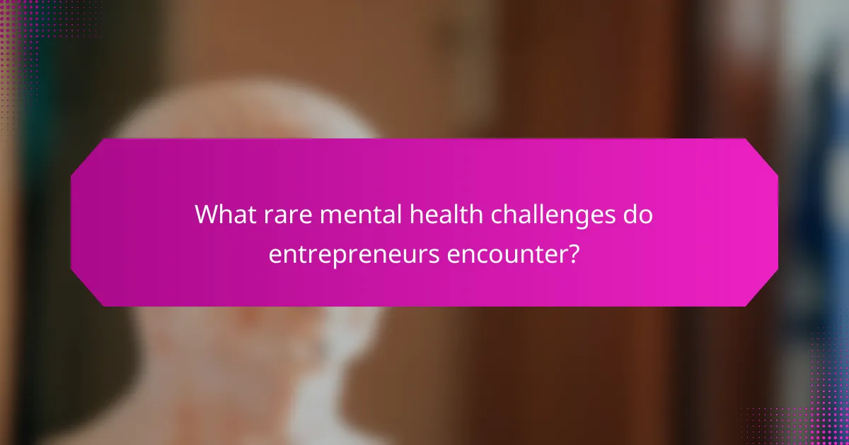 What rare mental health challenges do entrepreneurs encounter?
