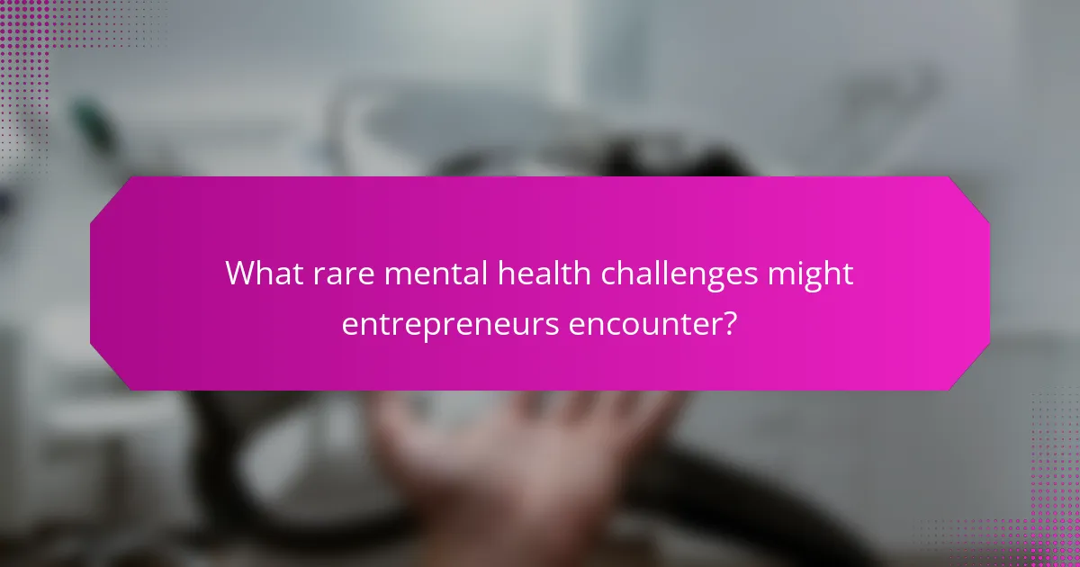 What rare mental health challenges might entrepreneurs encounter?