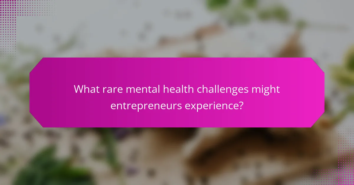 What rare mental health challenges might entrepreneurs experience?