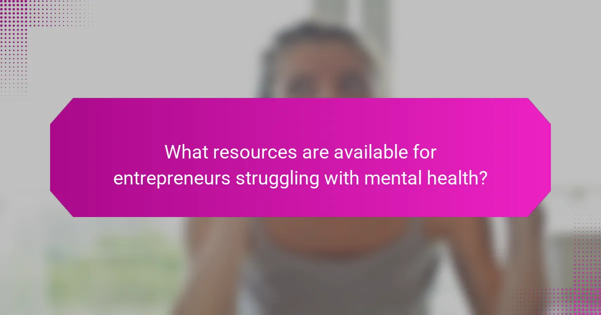 What resources are available for entrepreneurs struggling with mental health?