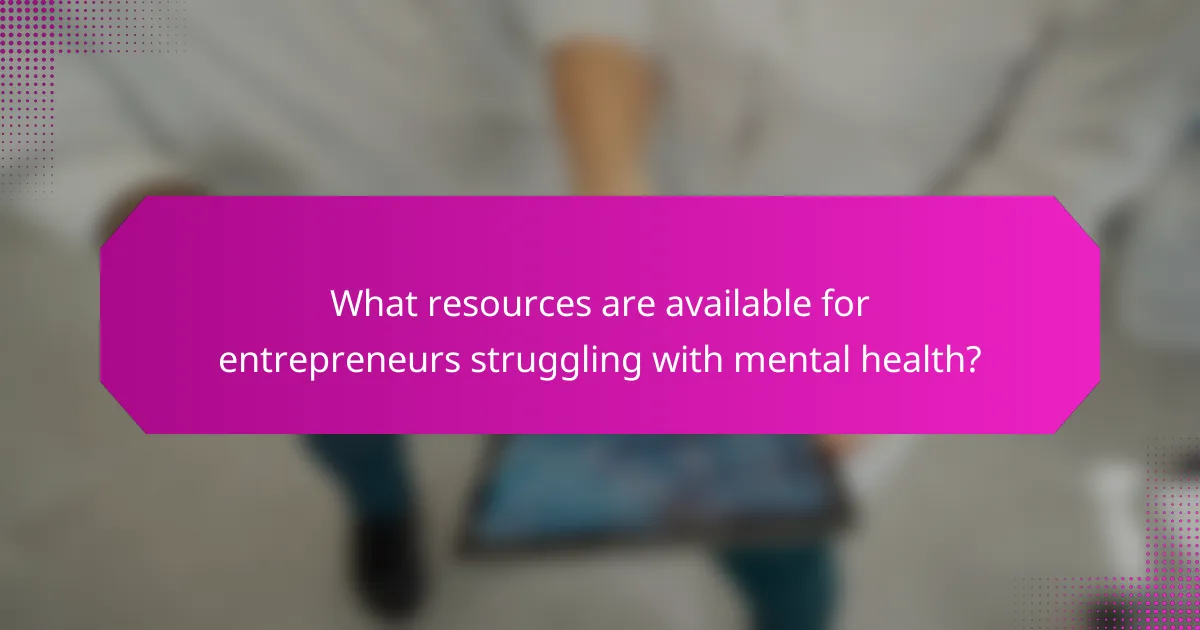 What resources are available for entrepreneurs struggling with mental health?