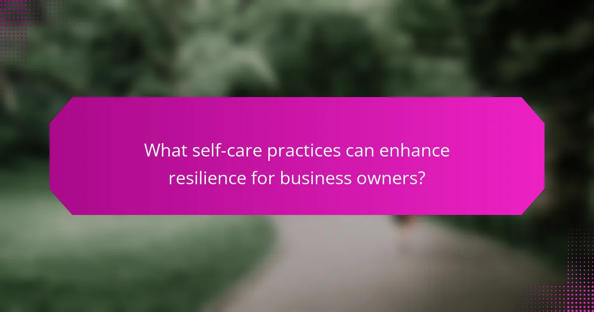 What self-care practices can enhance resilience for business owners?