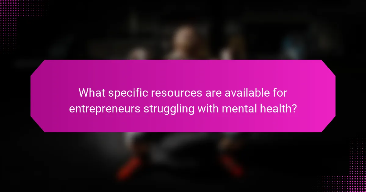 What specific resources are available for entrepreneurs struggling with mental health?