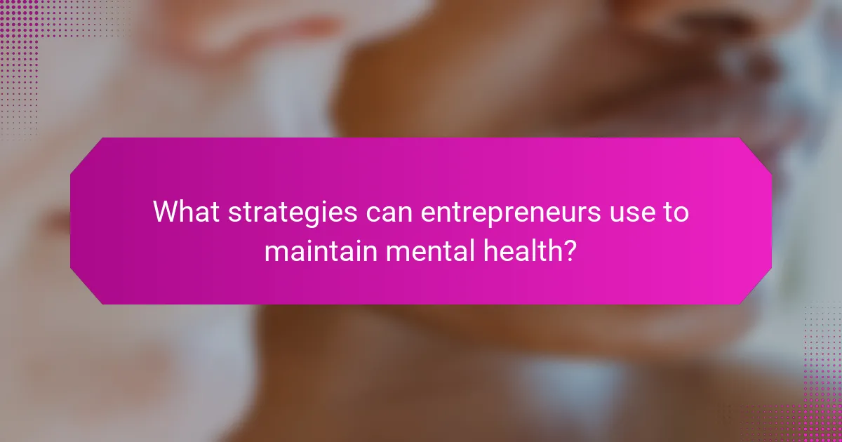 What strategies can entrepreneurs use to maintain mental health?