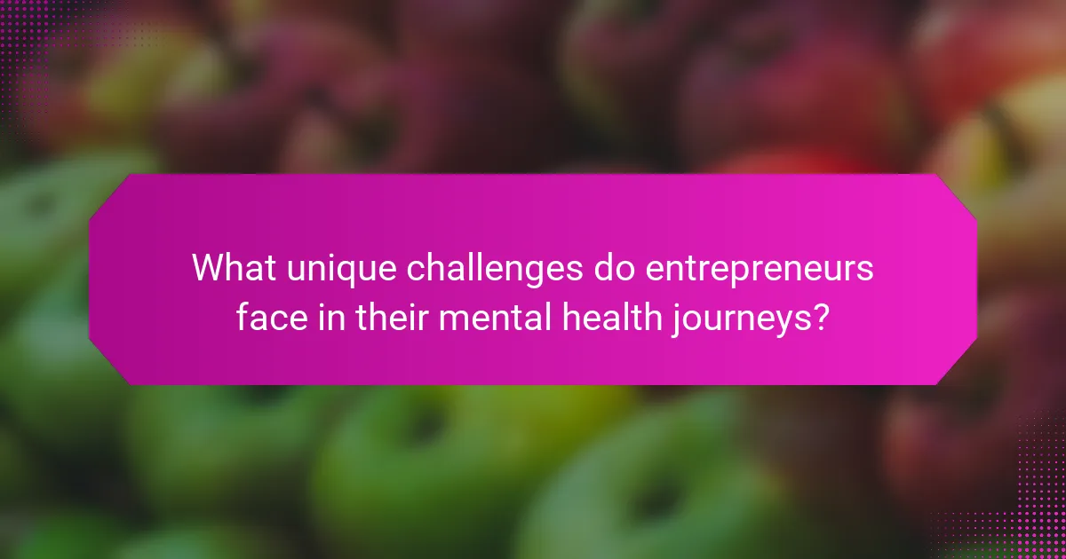 What unique challenges do entrepreneurs face in their mental health journeys?