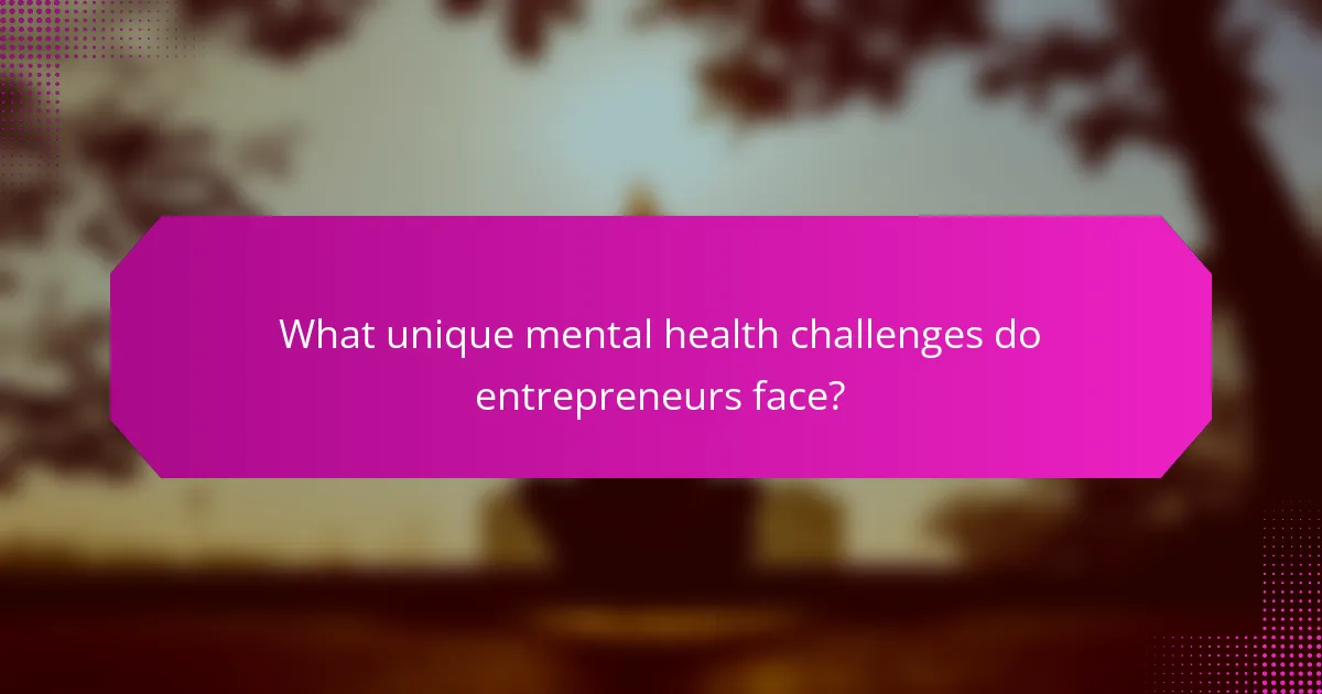 What unique mental health challenges do entrepreneurs face?
