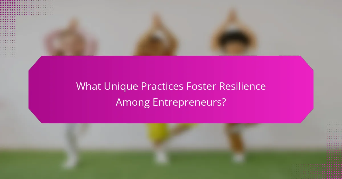 What Unique Practices Foster Resilience Among Entrepreneurs?